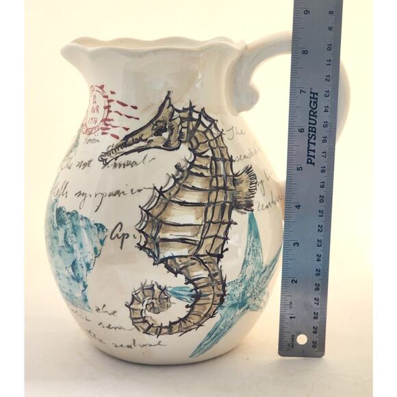PITCHER/VASE-MAXCERA-STAMP SEAHORSE-Large Pourer-Seahorse Ocean Motif-10 Cups - Picture 10 of 11